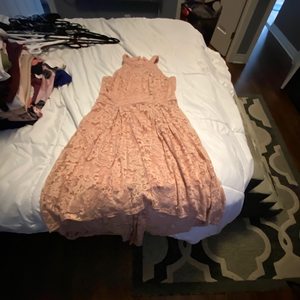 XL Pink Lace High Low Dress